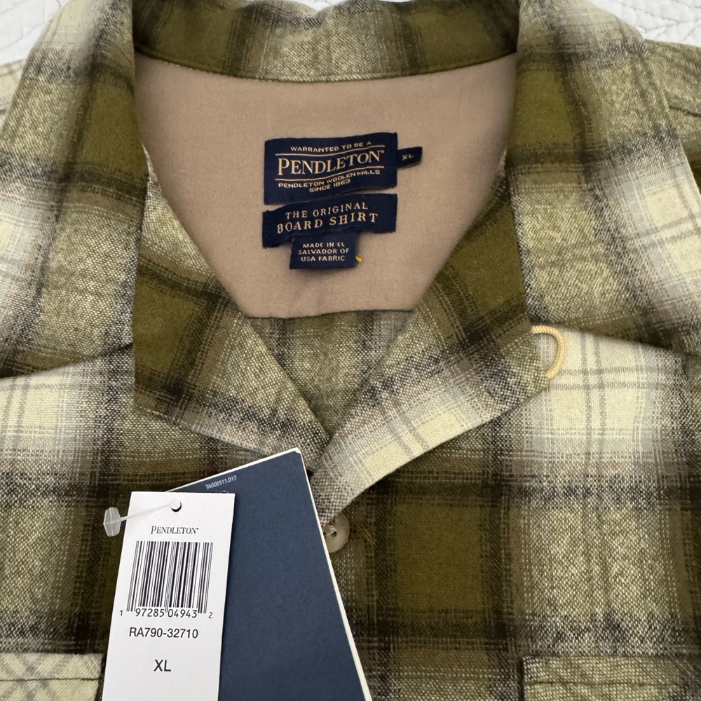 NWT Pendleton Men's Green Plaid Board Shirt- Size XL - Picture 2 of 10